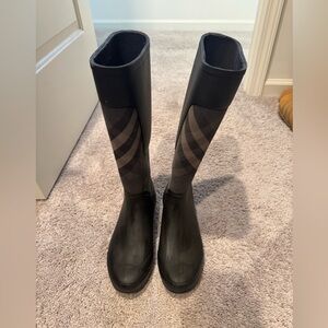 Burberry Black and Gray Knee-High Rain Boots